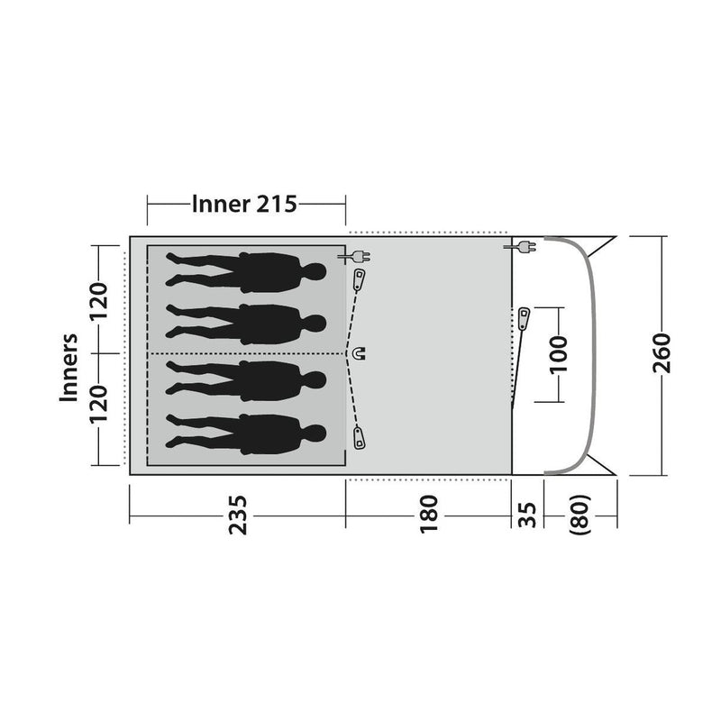 Outwell Birdland 4 TC 4 Berth Three Room Tunnel Tent - View 17