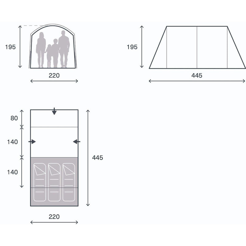 Kampa Sandwood 03 Tent 3 Person Poled - View 9