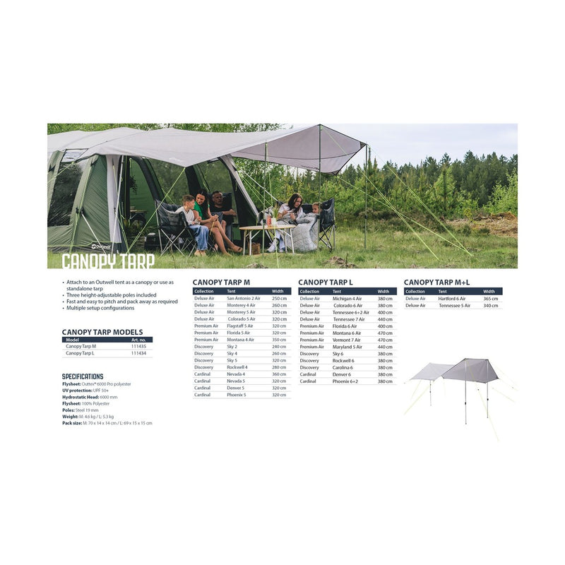 Outwell Canopy Tarp Shelter Free Standing / Porch Large - View 11