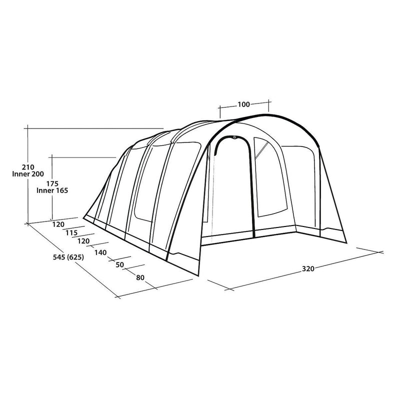 Outwell Ohio 5 TC 5 Berth Three Room Tunnel Tent - View 18