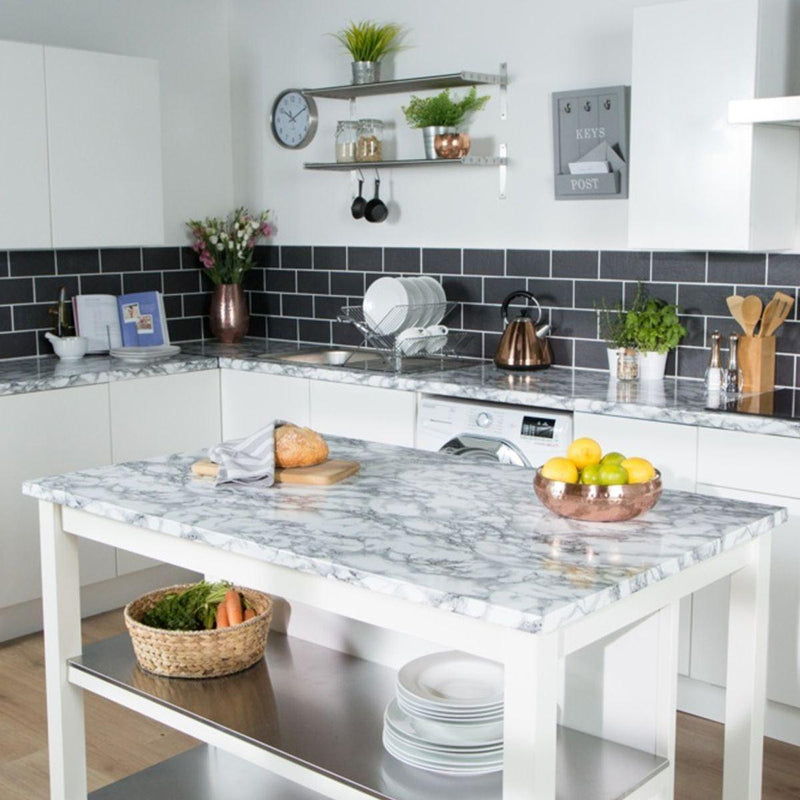 AG Self Adhesive Film Marble White 67 5cm x 2m AG - UK Camping And Leisure