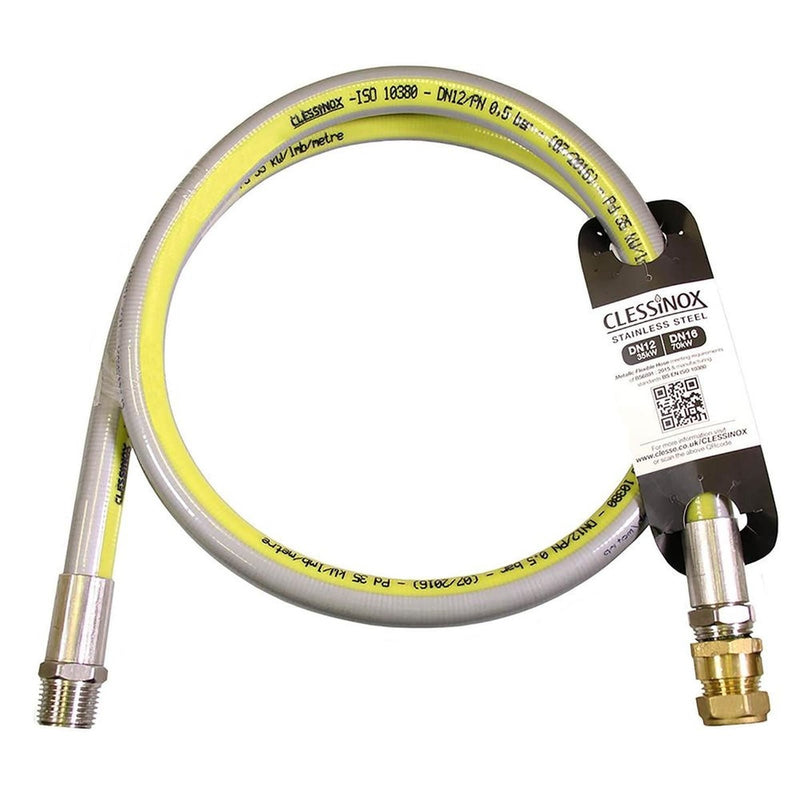Clessinox Stainless Meter Box Hose 1.2 Metre 1/2" x 22mm Clesse - UK Camping And Leisure