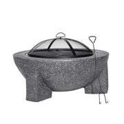 Dellonda Round MgO Fire Pit with BBQ Grill Ø75cm Safety Mesh Screen - Dark Grey Dellonda - UK Camping And Leisure