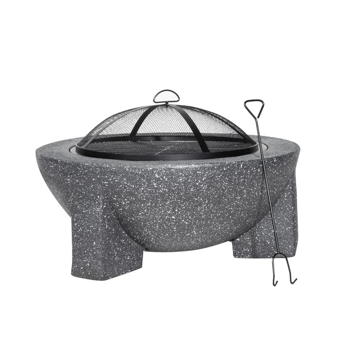 Dellonda Round MgO Fire Pit with BBQ Grill Ø75cm Safety Mesh Screen - Dark Grey Dellonda - UK Camping And Leisure