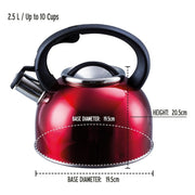 MDS1203 Liberty Red 2.5 Litre Whistling Kettle CW-T056-B1R Liberty Leisure UK - UK Camping And Leisure