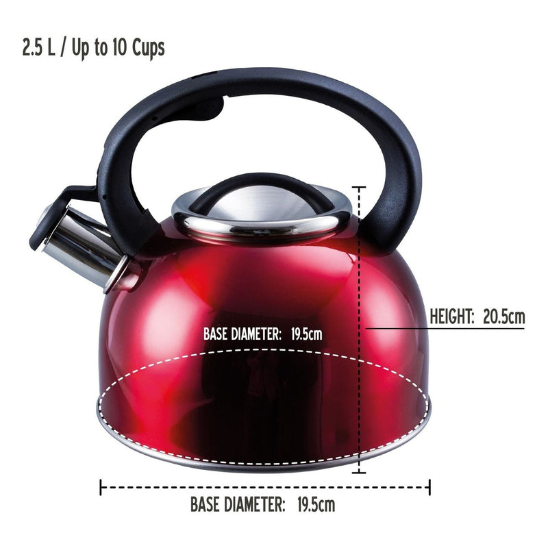 MDS1203 Liberty Red 2.5 Litre Whistling Kettle CW-T056-B1R Liberty Leisure UK - UK Camping And Leisure