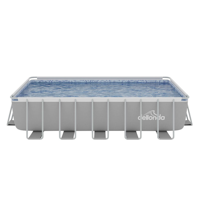 Dellonda Steel Frame Rectangular Swimming Pool - Step Ladder & Filter Pump 21ft Dellonda - UK Camping And Leisure