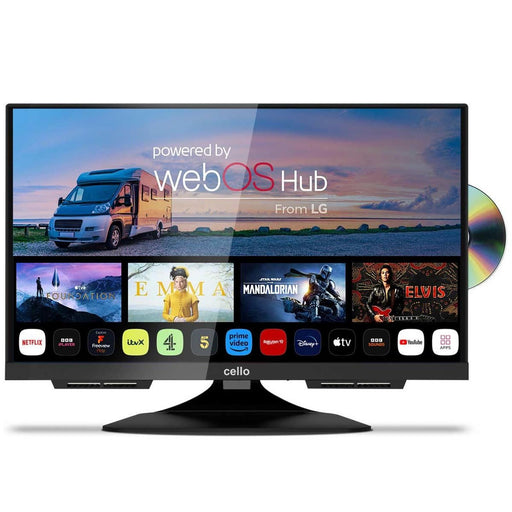 Cello 19" Smart WebOS 12V/230V Traveller TV with DVD & Perfect Pitch Cello - UK Camping And Leisure