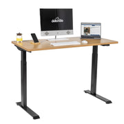 Dellonda Single Motor  Adjustable-Height Electric Sit/Stand Desk - Oak Desktop Dellonda - UK Camping And Leisure
