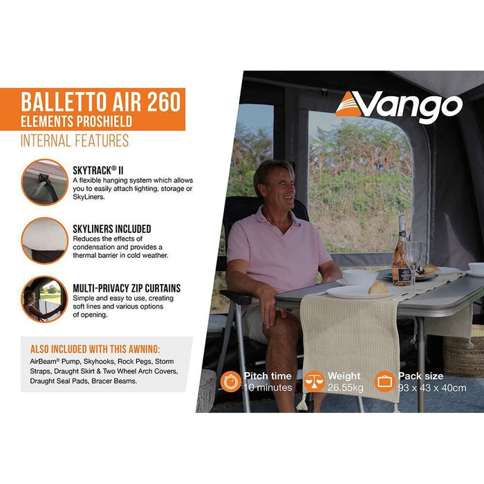 Vango Balletto Air 260 Elements ProShield Caravan Awning Vango - UK Camping And Leisure