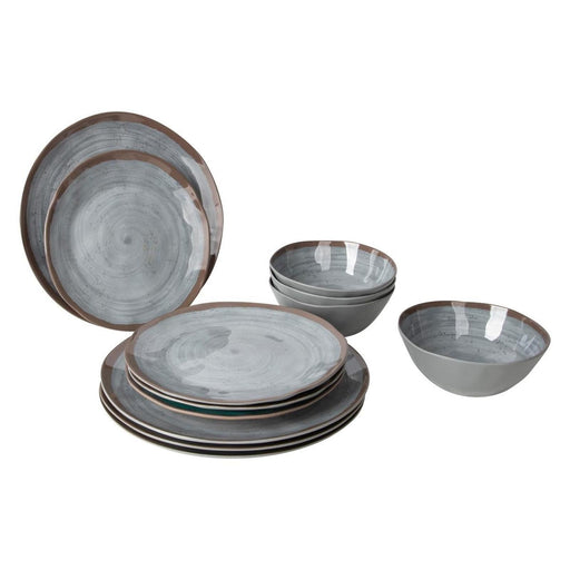 Bo-Camp Tableware Halo Melamine 12 Pieces Grey Bo-Camp - UK Camping And Leisure