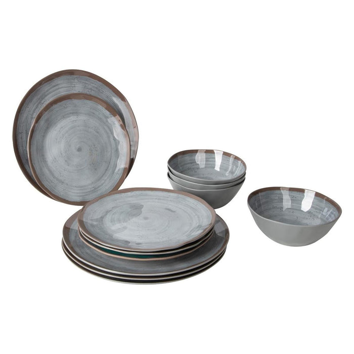 Bo-Camp Tableware Halo Melamine 12 Pieces Grey Bo-Camp - UK Camping And Leisure