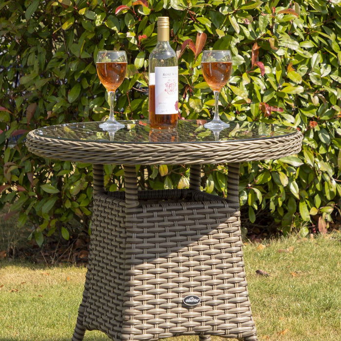 Dellonda Chester Rattan Wicker Round Outdoor Table with Tempered Glass Top Dellonda - UK Camping And Leisure