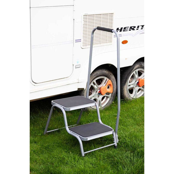 Maypole Double Steel Caravan Step with Handrail Maypole - UK Camping And Leisure