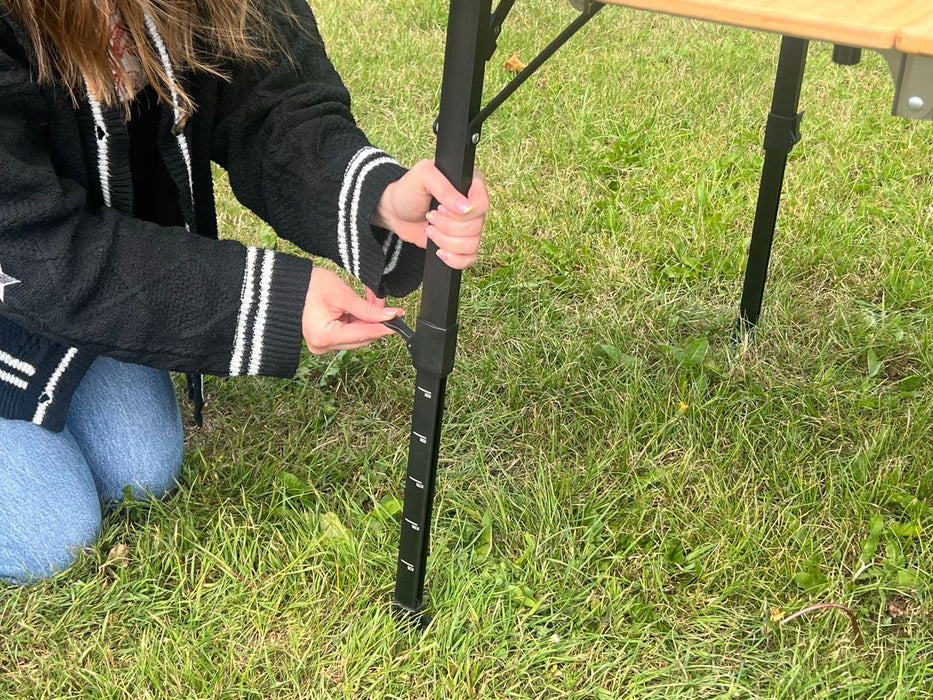 Olpro Bamboo Camping Table 4 Folding 90cm x 90cm