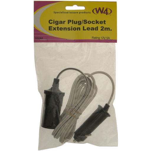 W4 Cigar Plug/Socket Lead 2M 00060 W4 - UK Camping And Leisure