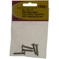 MDS1203 W4 No 10 x 1 Stainless Steel Self Tapping Counter Sunk Screw 5 pack 37738