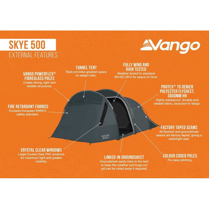 Vango Skye 500 Pole Deep Blue 5 Person Tent Vango - UK Camping And Leisure