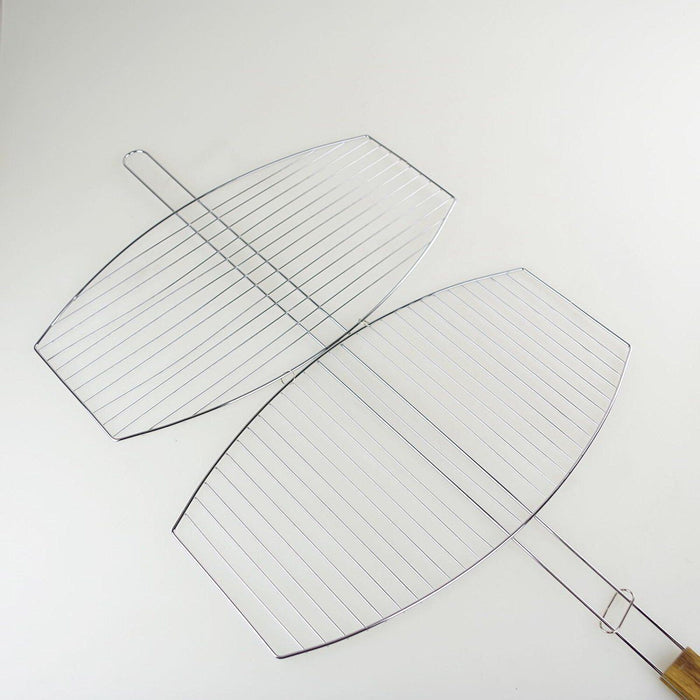 BBQ Barbecue Meat Burger Fish Long Handle 45 X 25cm Grill Large Oval Basket Edco - UK Camping And Leisure