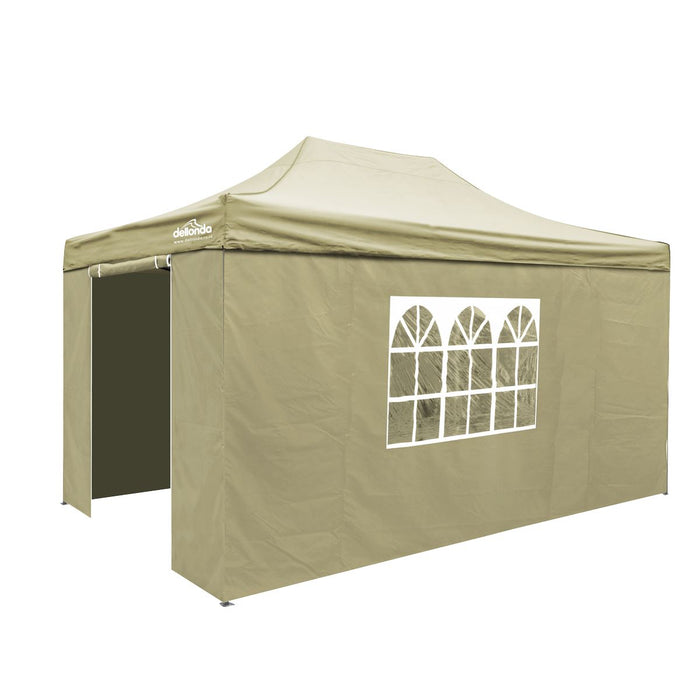 Dellonda 3x4.5m Pop-Up Gazebo & Side Walls Water Resistant Fabric - Beige Dellonda - UK Camping And Leisure