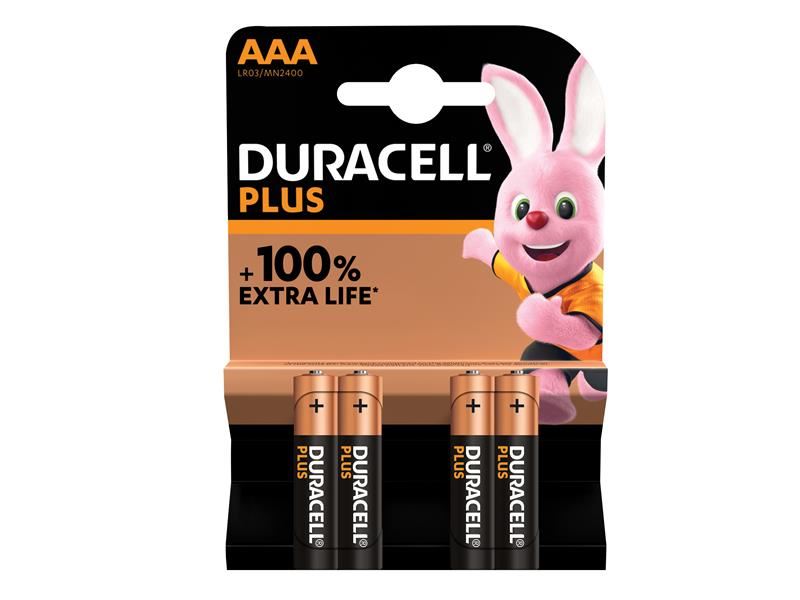 Duracell AAA Cell Plus Power +100% Batteries (Pack 4) Duracell - UK Camping And Leisure