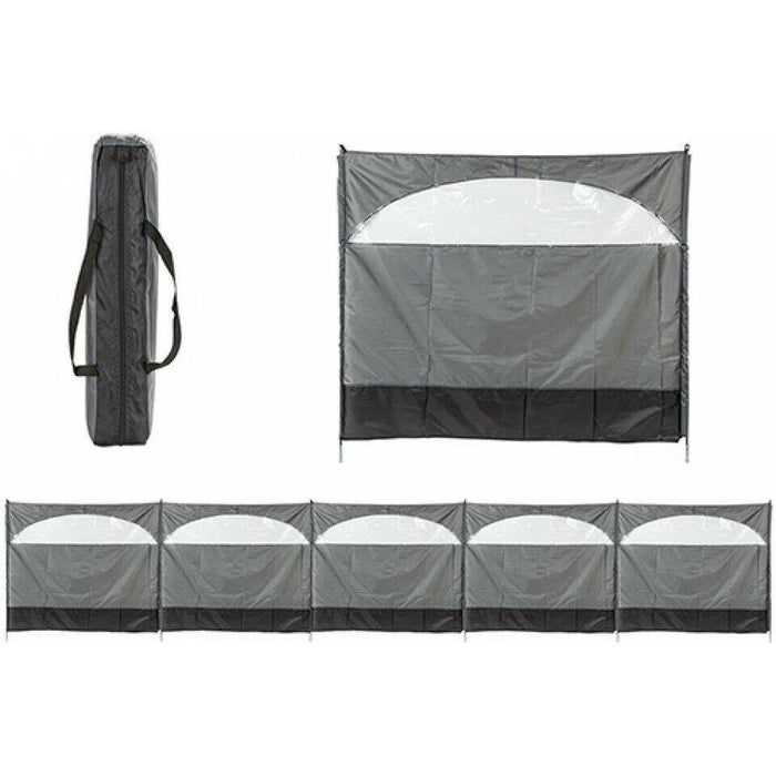 5 Panel Wind Break Screen Windbreaker 8.35m x 150cm Grey Summit - UK Camping And Leisure