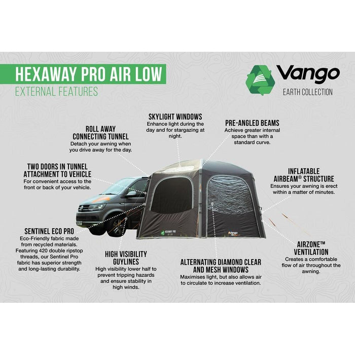 Vango HexAway Pro Air Low Drive Away Awning  (180 - 210cm) Campervan