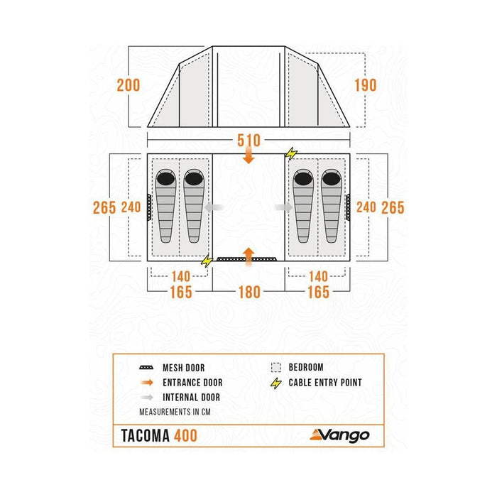 Vango Tacoma 400 Package Deep Blue 4 Person Tent Vango - UK Camping And Leisure