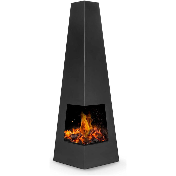 Dellonda Chiminea Wood Burner Heater for Outdoors W45cm x H150cm - Black Steel Dellonda - UK Camping And Leisure