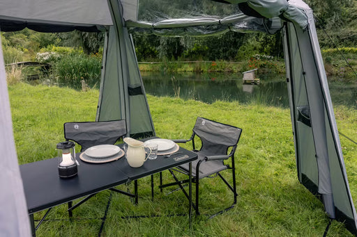 Coleman Deck Chair Grey Camping Garden Black Steel Frame Seat Caravan | folding chairs, lightweight, touring caravan