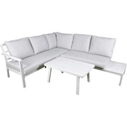 Dellonda Kyoto White 3 Piece Outdoor Garden Corner Sofa & Coffee Table Set Dellonda - UK Camping And Leisure