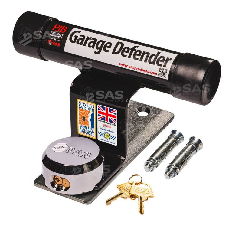 SAS Security Products SAS Garage Defender Master and Padlock Bolt Down / White / Lock Standard - Main Product Image | UK Camping and Leisure