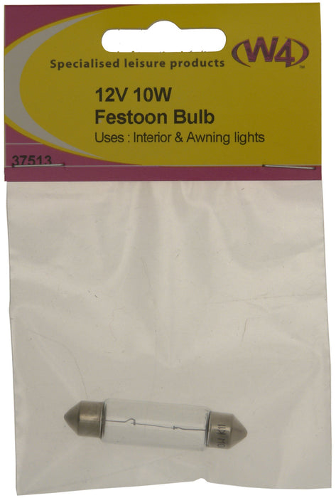 W4 Festoon Bulb 10W 12V 37513 W4 - UK Camping And Leisure