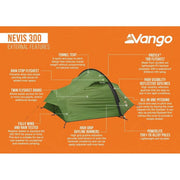 Vango Nevis 300 3 Berth Pamir Green Tent Vango - UK Camping And Leisure