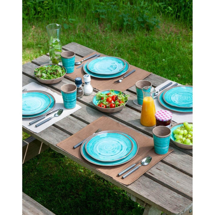 Bo-Camp Tableware Halo Melamine 12 Pieces Aqua Bo-Camp - UK Camping And Leisure