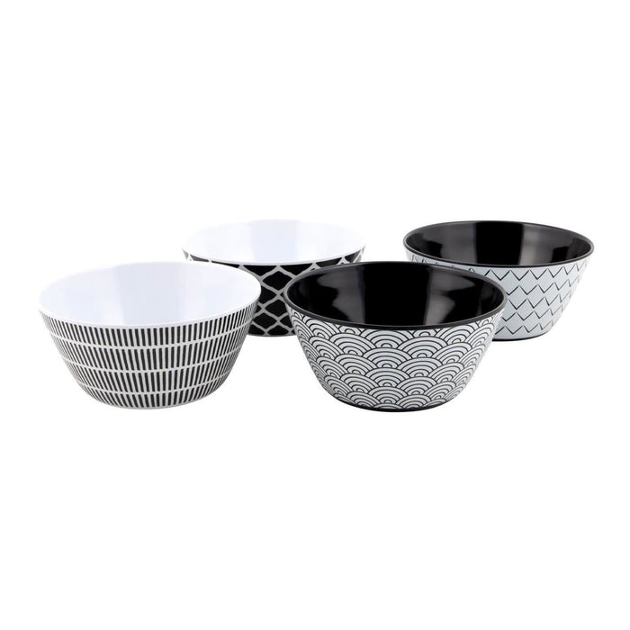 Bo-Camp Tableware Mix & Match Melamine 16 Pieces Black/White Bo-Camp - UK Camping And Leisure