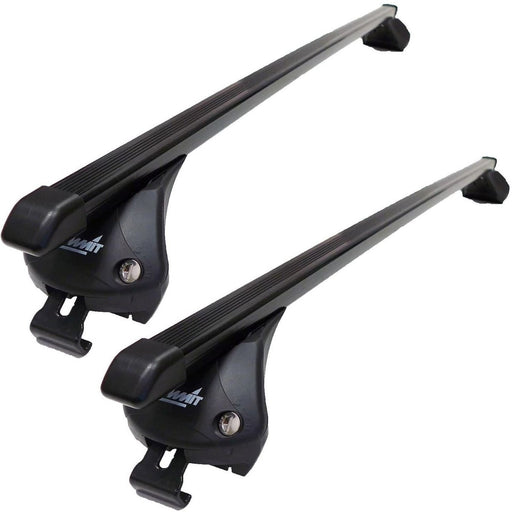 Summit SUP-857A Premium Integrated Railing Bar for Cars with Running Rails, Black Steel, Set of 2 - Summit Shop