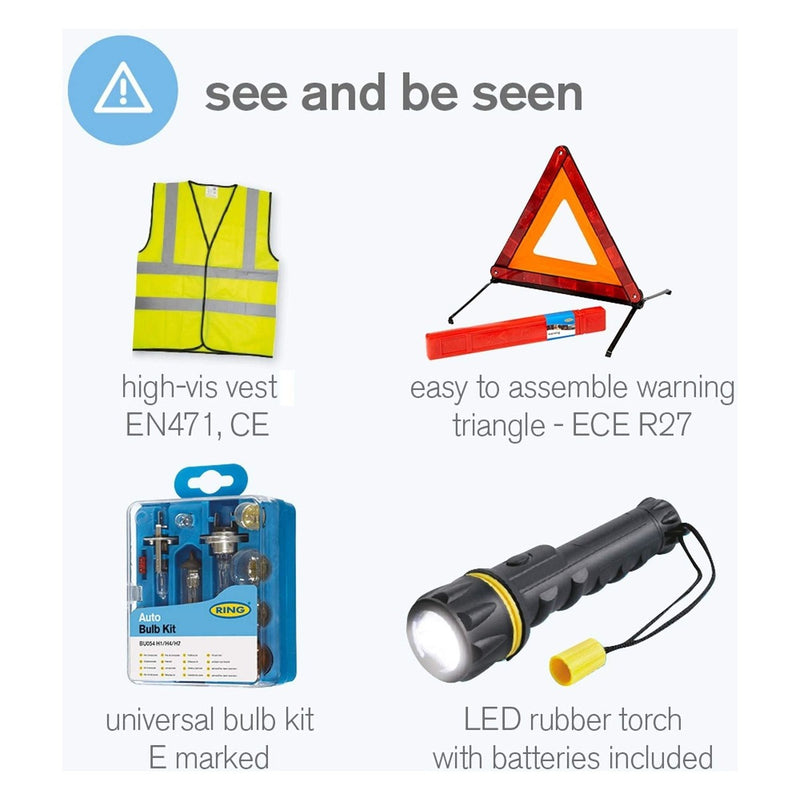 Ring RCT2 9 Piece Emergency Car Kit, with Universal Spare Bulb Kit, Booster Cabl Ring Automotive - UK Camping And Leisure