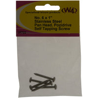 W4 No 6 x 1 Self Tapping Stainless steel Pan head 37722