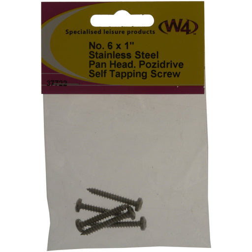 W4 No 6 x 1 Self Tapping Stainless steel Pan head 37722 W4 - UK Camping And Leisure