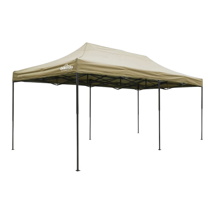 Dellonda 3x6m Pop-Up Gazebo Heavy Duty  Carry Bag Rope Stakes & Weight Beige Dellonda - UK Camping And Leisure