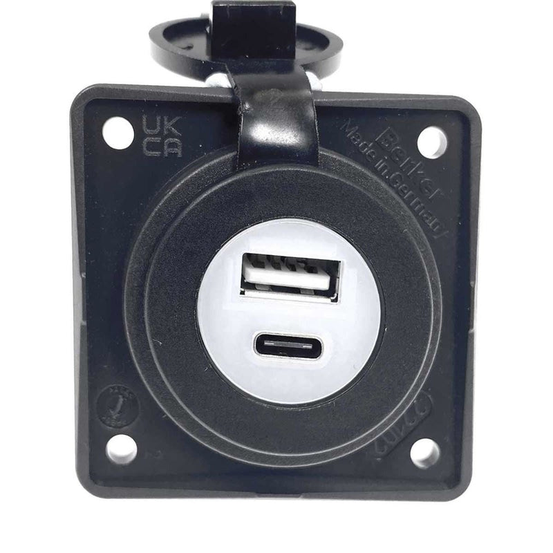 Berker Backplate Double USB Type A and C Charging Socket W4 - UK Camping And Leisure