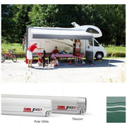 Fiamma Polar White F45L 500 Awning Evergreen Fabric (06530A01E) Winch Handle Wall Mounted Fiamma - UK Camping And Leisure