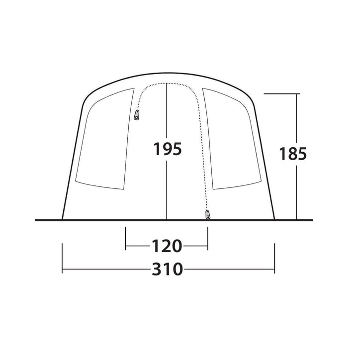 Outwell Moonhill 5 Berth Air Tent Three Room Tunnel Inflatable Tent