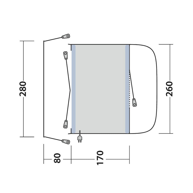 Outwell Santa Monica Air Mid High Driveaway Awning Campervan 240-270cm - View 12