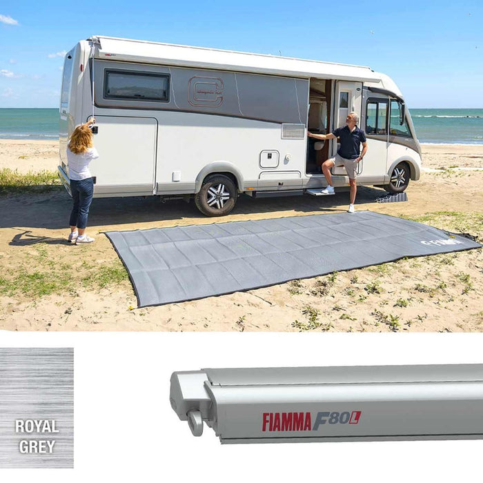 Fiamma F80L 550 Awning Titanium - Royal Grey (07842L03R) Winch Handle Roof Mounted Fiamma - UK Camping And Leisure