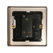 Round Edge Single 2 Way Switch Brushed Steel Finish and Black Inserts AG - UK Camping And Leisure