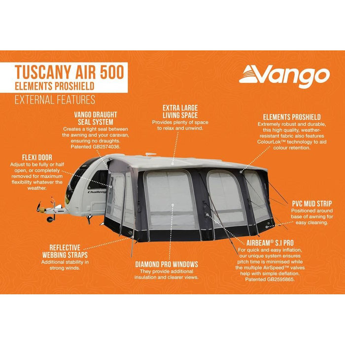 Vango Tuscany Air 500 Elements ProShield Caravan Awning Vango - UK Camping And Leisure