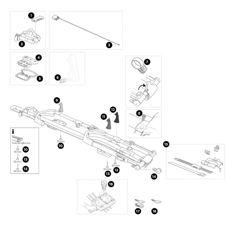 Thule T-Track Screw for Roof Racks 65mm