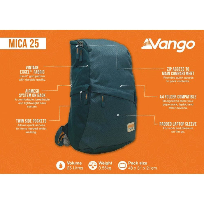 Vango Mica 25 Rucksack 25L Deep Lagoon Vango - UK Camping And Leisure